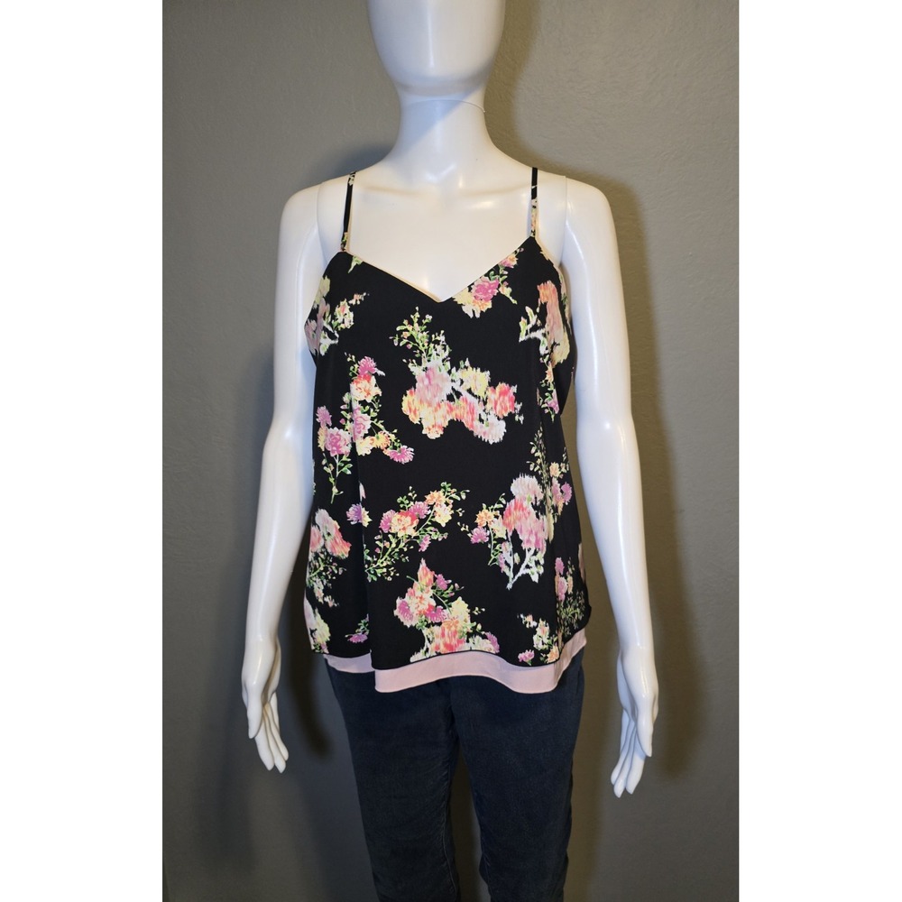 Candies Camisole Spaghetti Strap Tank Top Watercolor Floral Pink Y2K Summer Sz L
